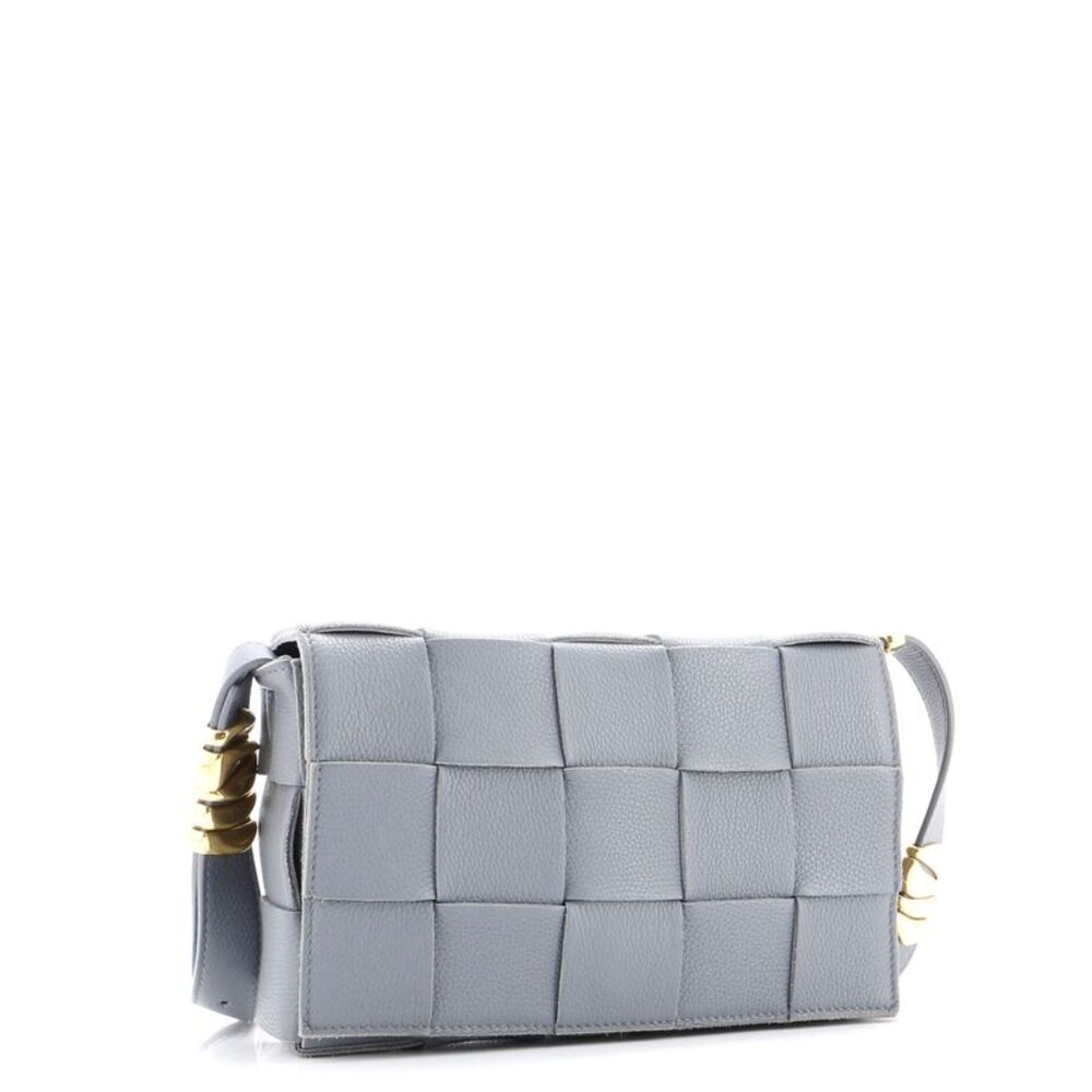 Bottega Veneta Cassette Crossbody Bag Maxi Intrecciato Grained Leather Gray - Picture 2 of 8